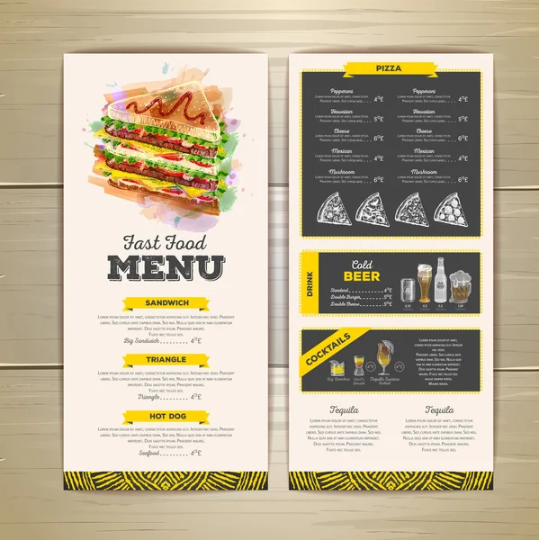 Design menu fast food vintage . — Vettoriale Stock