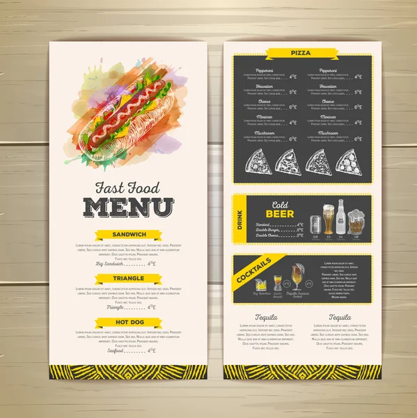 Desain menu makanan cepat saji . - Stok Vektor