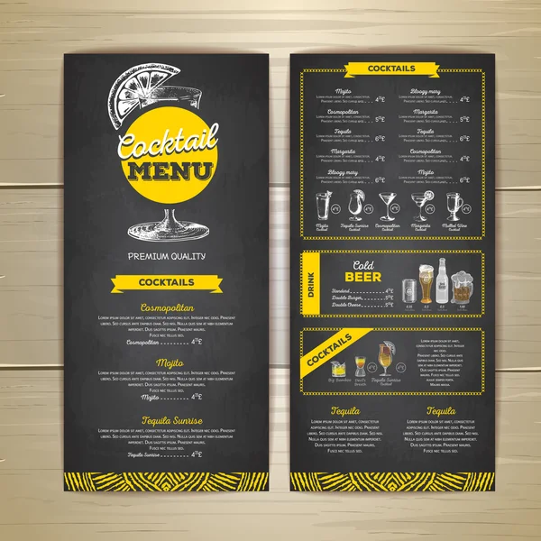 Design menu cocktail acquerello — Vettoriale Stock