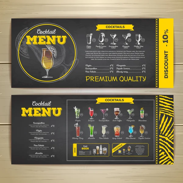 Watercolor cocktails menu design — Stock Vector