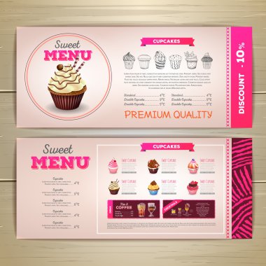 Vintage tatlı menü tasarımı. Tatlı kek