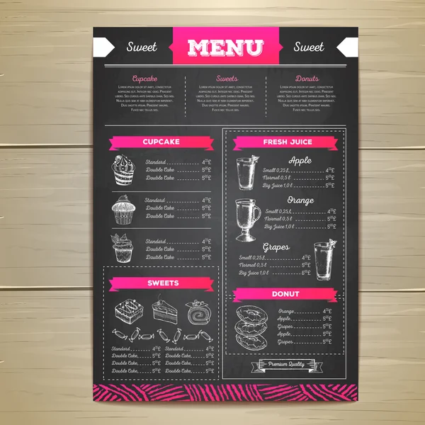 Vintage tebeşir çizim tatlı menü tasarımı. Tatlı kek