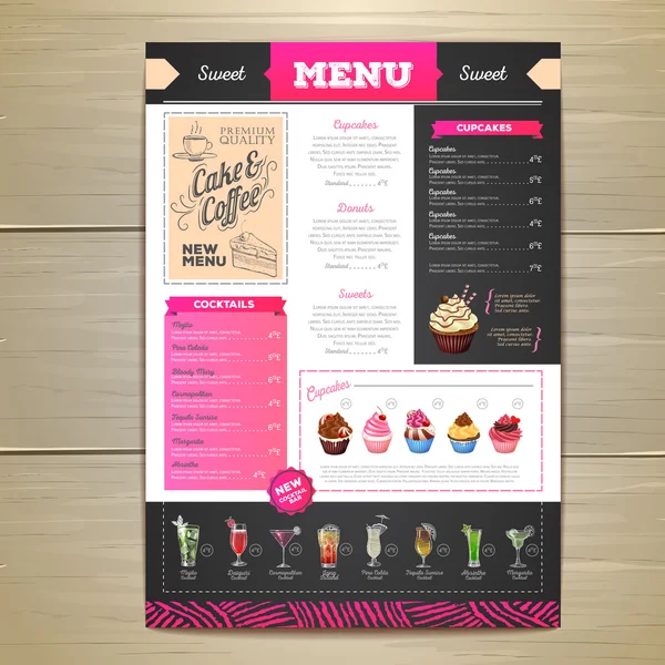 Kreda Vintage rysunek design menu deser. Słodkie ciastko — Wektor stockowy