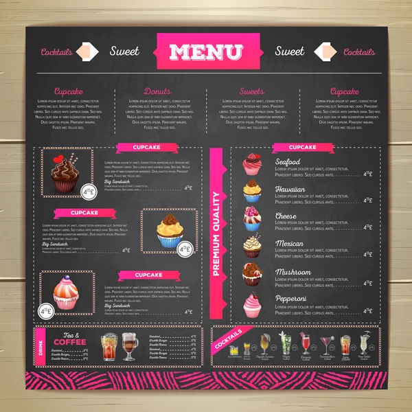 Kreda Vintage rysunek design menu deser. Słodkie ciastko — Wektor stockowy