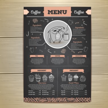 Vintage tebeşir çizim kahve menü tasarımı. 