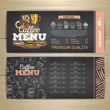 Vintage tebeşir çizim kahve menü tasarımı. 