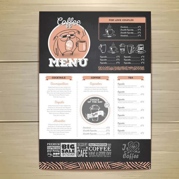 Vintage dessin à la craie design de menu café . — Image vectorielle