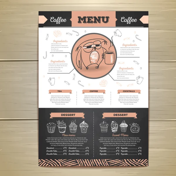 Desenho de giz vintage design de menu de café . — Vetor de Stock