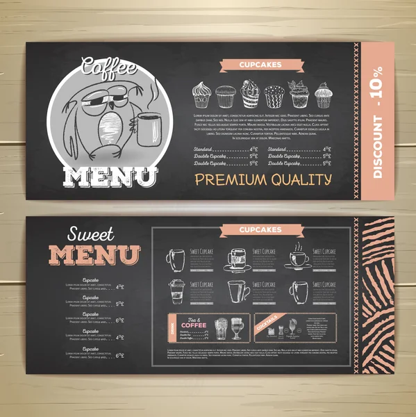 Desenho de giz vintage design de menu de café . — Vetor de Stock