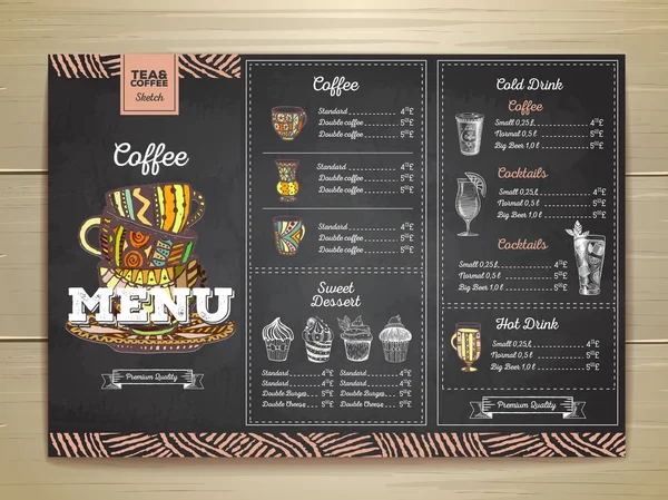 Vintage chalk drawing coffee menu design. — Stock Vector