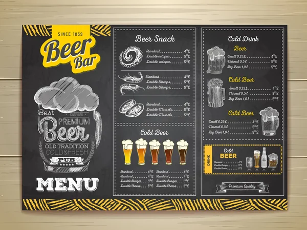 Vintage tebeşir çizim bira menü tasarımı. 