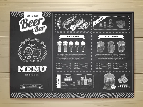 Vintage tebeşir çizim bira menü tasarımı. 