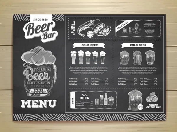 Desain menu gambar kapur kuno dari bir . - Stok Vektor