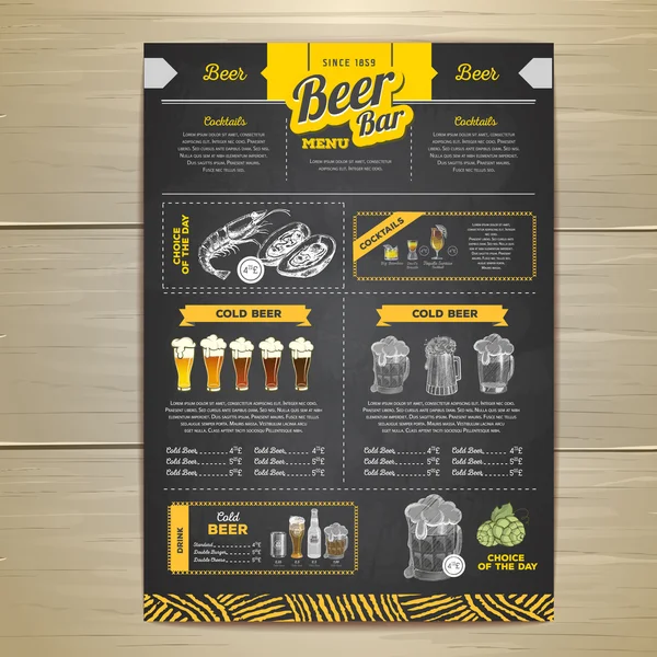 Desenho de giz vintage design de menu de cerveja . — Vetor de Stock