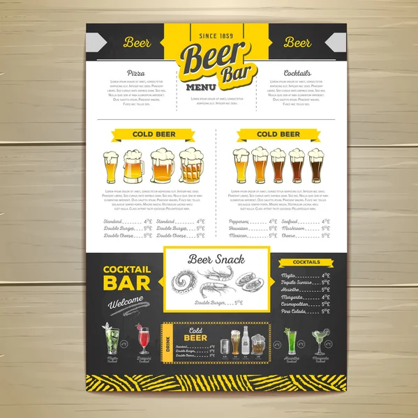 Vintage dessin à la craie conception de menu de bière . — Image vectorielle