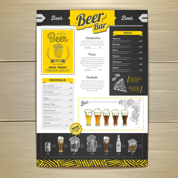Vintage chalk drawing beer menu design. — Stock Vector