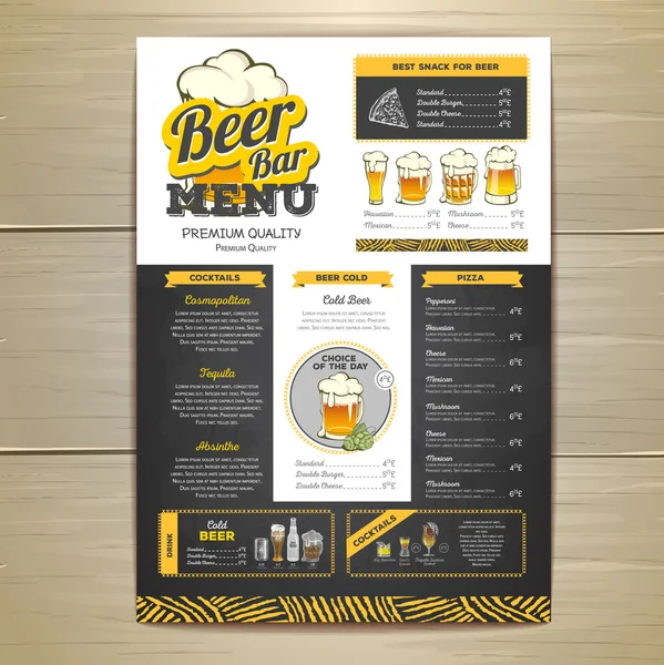 Desenho de giz vintage design de menu de cerveja . — Vetor de Stock