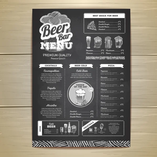 Vintage křídou nakreslený pivo menu design. — Stockový vektor