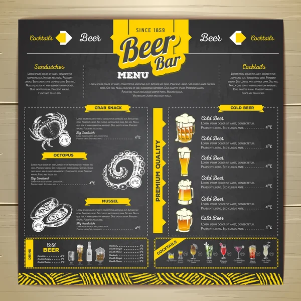 Vintage dessin à la craie conception de menu de bière . — Image vectorielle
