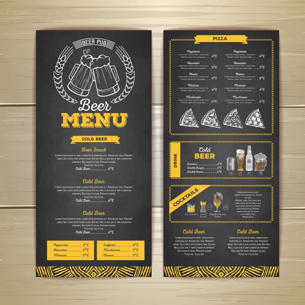 Vintage tebeşir çizim bira menü tasarımı. 