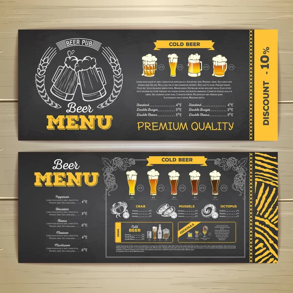 Vintage tebeşir çizim bira menü tasarımı. 