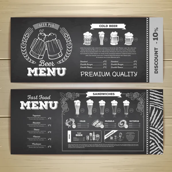 Vintage tebeşir çizim bira menü tasarımı. 