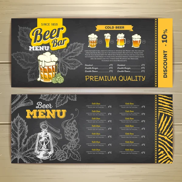 Vintage tebeşir çizim bira menü tasarımı. 