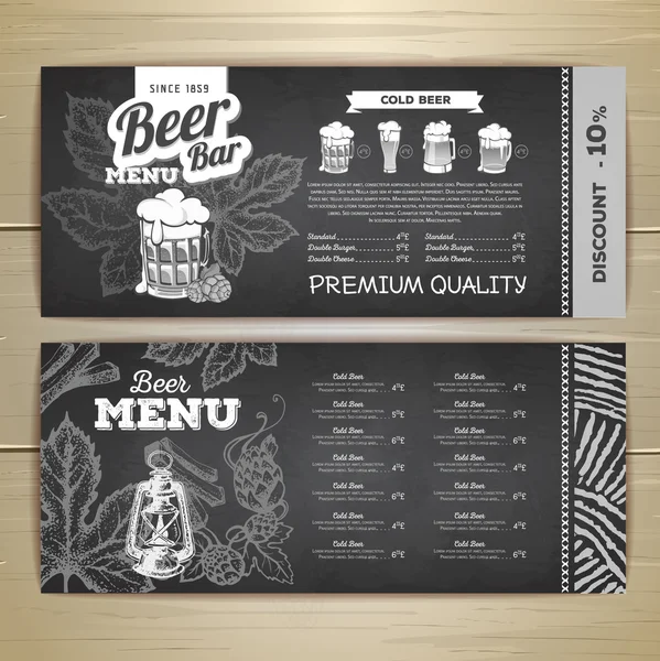 Vintage tebeşir çizim bira menü tasarımı. 