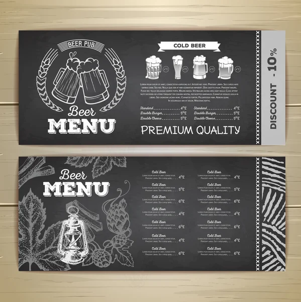 Vintage chalk drawing beer menu design. — Stock Vector