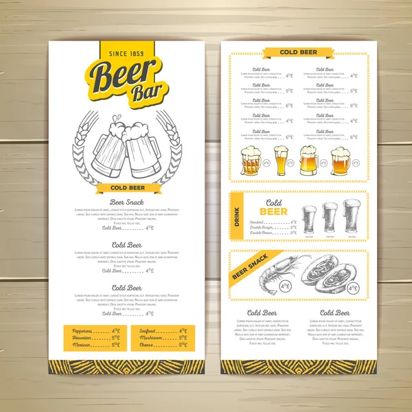 Bier bar menu ontwerp. — Stockvector
