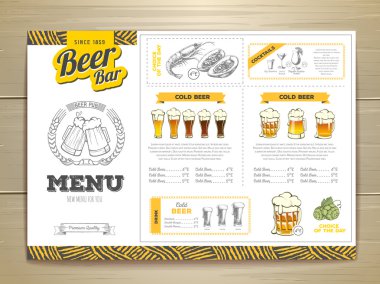 Vintage bira menü tasarımı. 