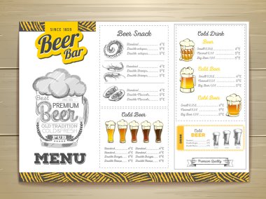 Vintage bira menü tasarımı. 