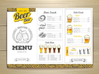 Vintage bira menü tasarımı. 