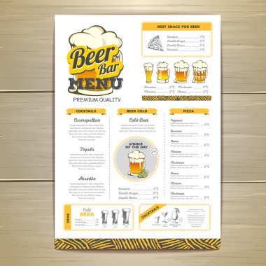 Vintage bira menü tasarımı. 