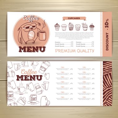 Klasik kahve menüsü tasarımı. 