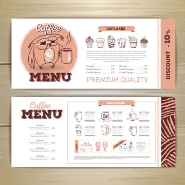 Klasik kahve menüsü tasarımı. 