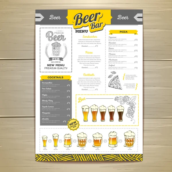 Diseño de menú de cerveza vintage . — Vector de stock