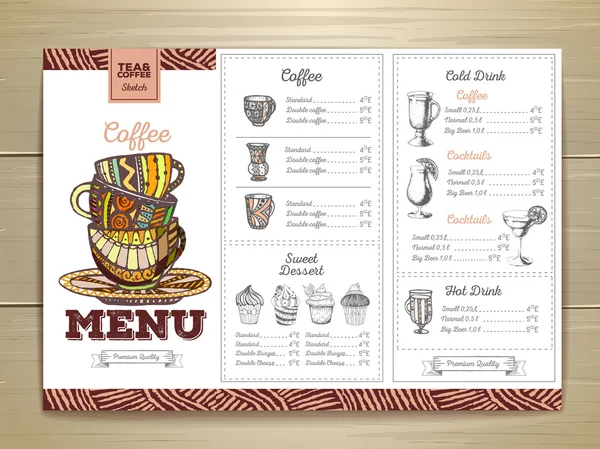 Vintage coffee menu design. — Stock Vector