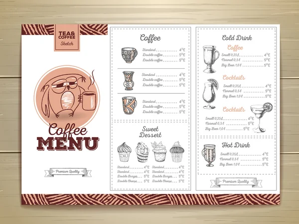 Vintage coffee menu design. — Stock Vector