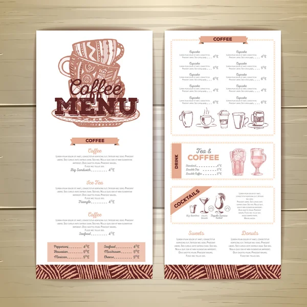 Vintage coffee menu design. — Stock Vector