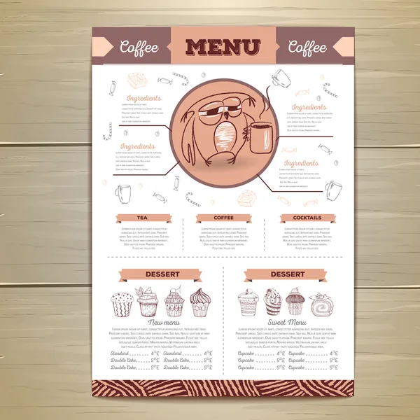 Diseño de menú de café vintage. — Vector de stock