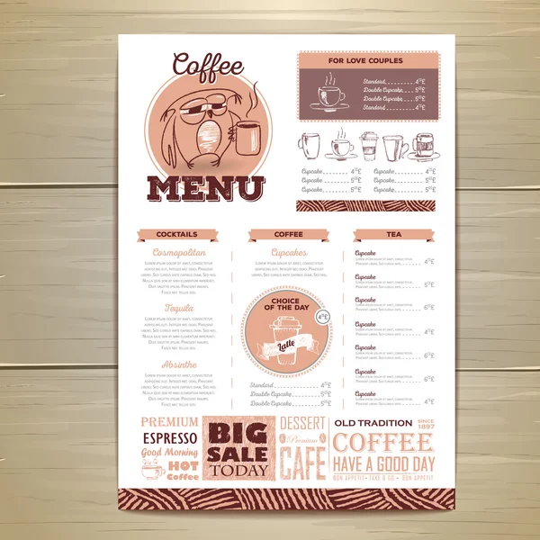 Vintage coffee menu design. — Stock Vector