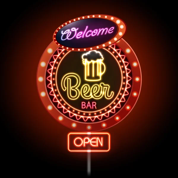 Cerveza bar signo de neón — Archivo Imágenes Vectoriales