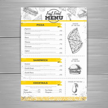 Vintage fast food menü tasarımı