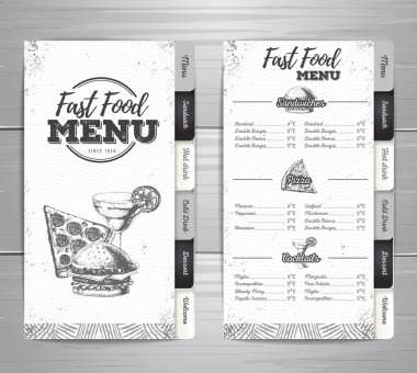 Vintage fast food menü tasarımı