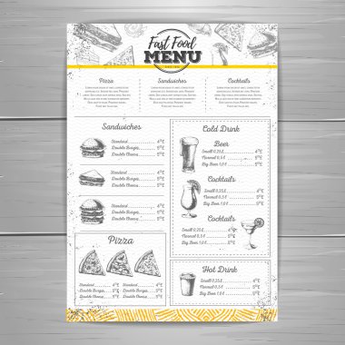 Vintage fast food menü tasarımı