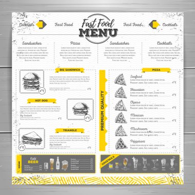 Vintage fast food menü tasarımı