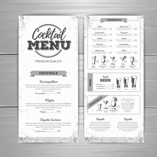 Vintage design del menu cocktail . — Vettoriale Stock