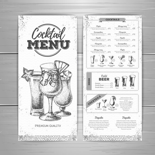 Vintage cocktail menu design.