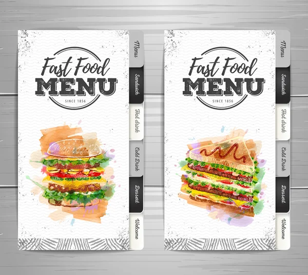 Design der Fast-Food-Speisekarte — Stockvektor